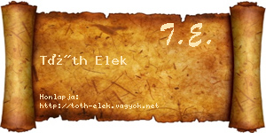 Tóth Elek névjegykártya